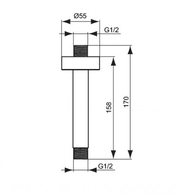 BRAT DUS 150 MM IDEALRAIN PENTRU FIXARE IN TAVAN  SILK BLACK